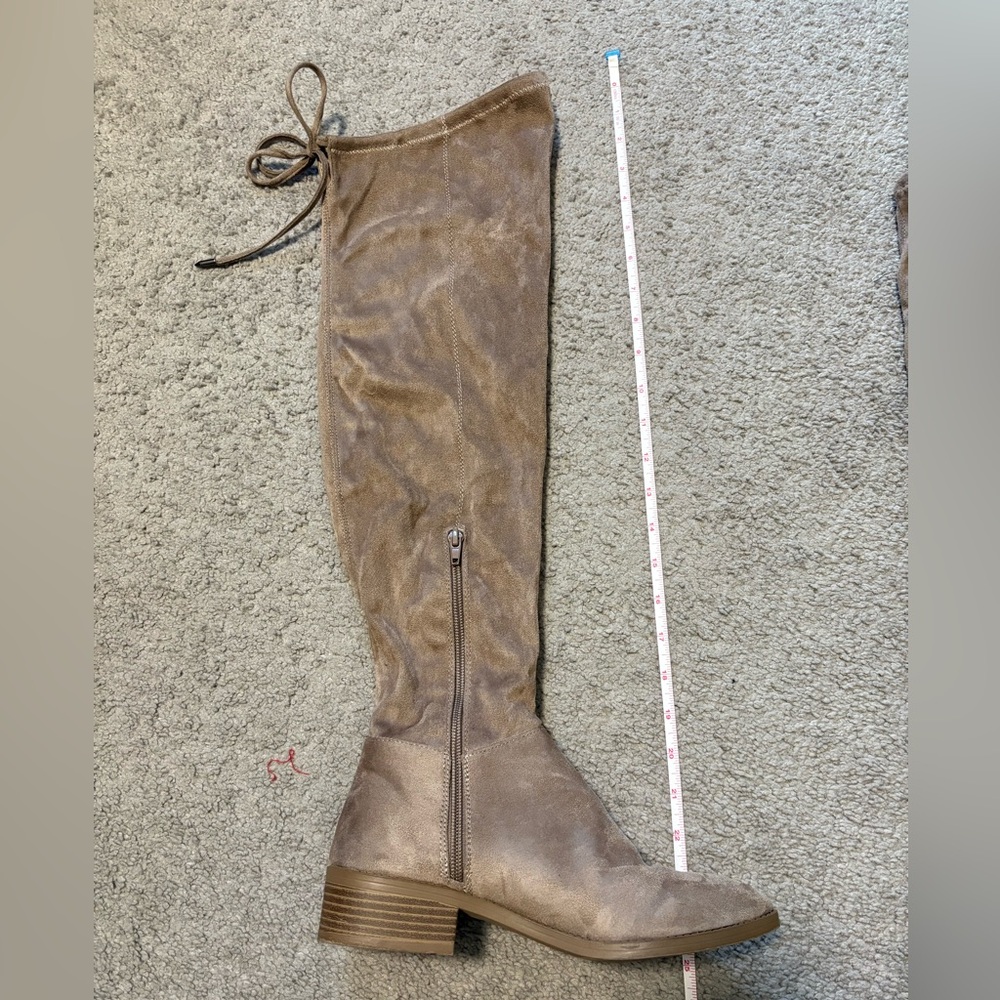 Lexi & Abbie Cherry Over the Knee Leather Suede Taupe Boots
